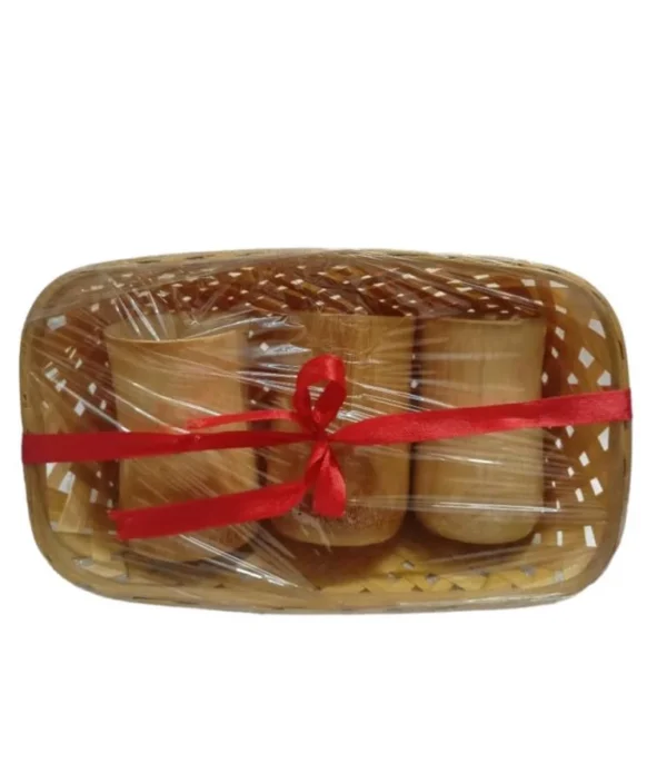 Bamboo Gift Pack (3 Bamboo Cups, 1 Bamboo Basket)